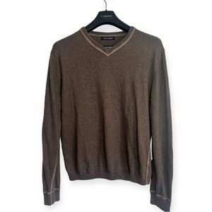 BANANA REPUBLIC: Teddy Bear Brown Cashmere/Cotton Blend V-neck Sweater- Large